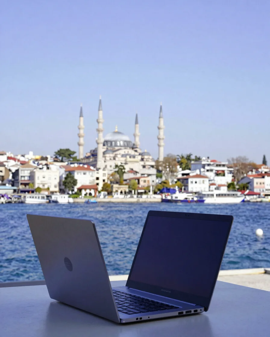 Ümraniye’de bir apartman dairesinin salonunda, masa üzerinde açık